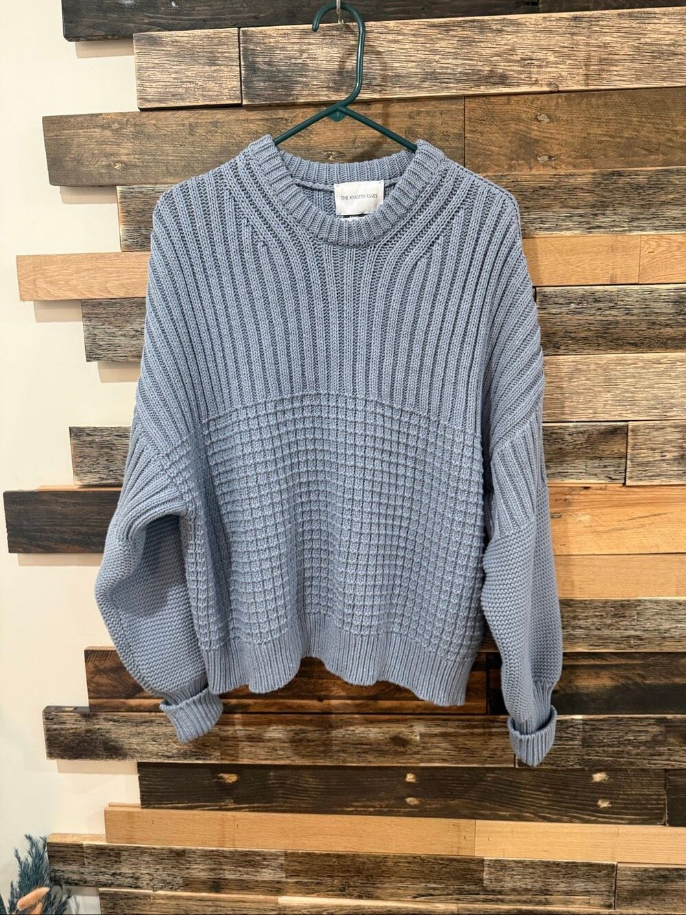 The Knotty Ones blue pullover cotton sweater one size